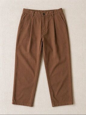 Zara Tapered Dress Pants Men 34 Brown Pleated Front Smart Casual Streetwear